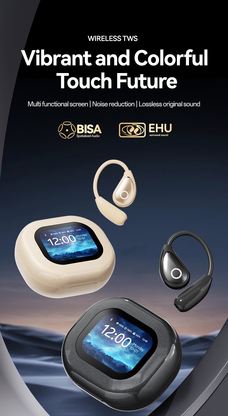 ai translation bluetooth headphones — wireless, ultra long battery life, touchscreen, open ear design