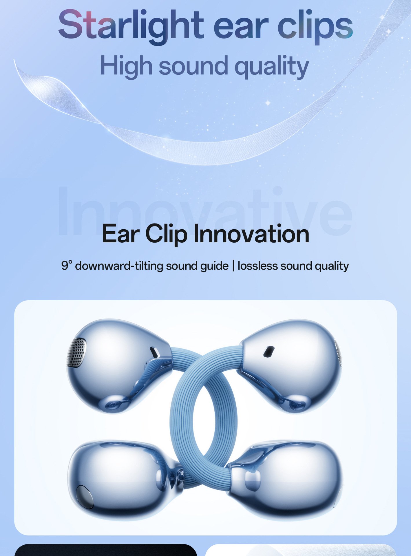 c bridge comfortable and stable bluetooth earphone clip on wireless earphone does not enter the ear and does not cause pain when worn for a long time