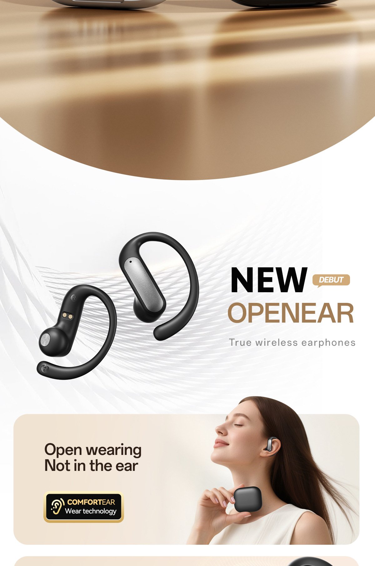m140 bluetooth earphones ows open ear hanging low latency wireless non in ear bluetooth earphones