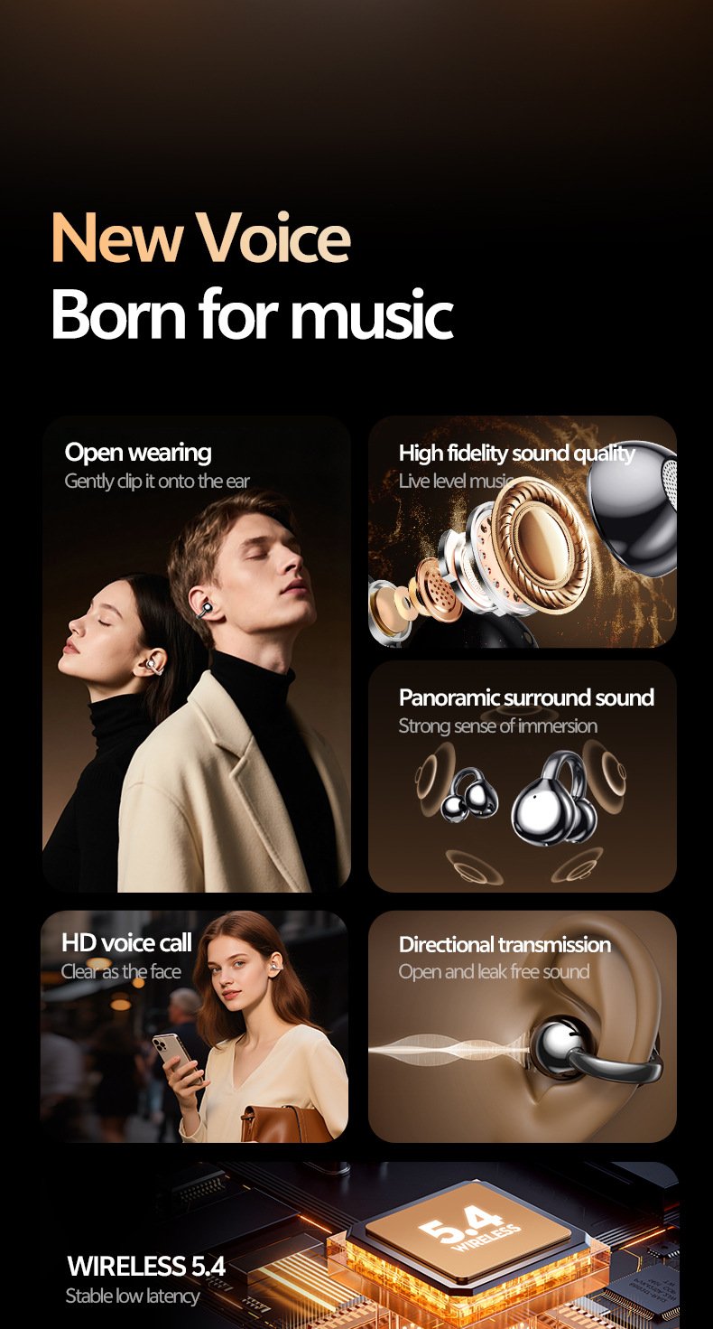 m110 ear clip bluetooth headset: smart multi language ai translation wireless bluetooth headset