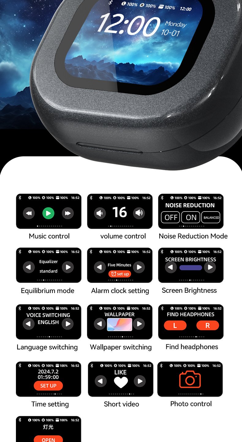 ai translation bluetooth headphones — wireless, ultra long battery life, touchscreen, open ear design
