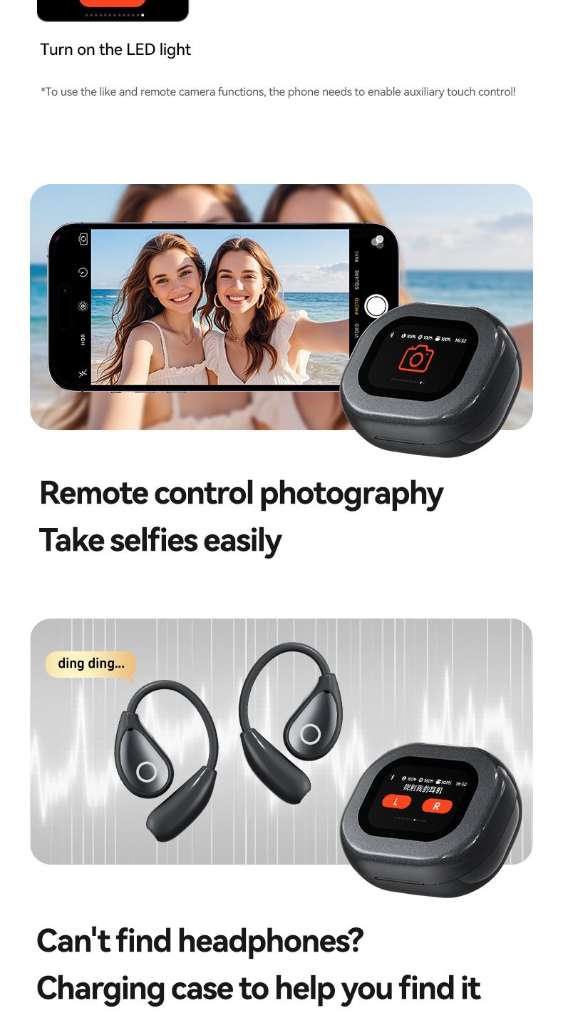 ai translation bluetooth headphones — wireless, ultra long battery life, touchscreen, open ear design