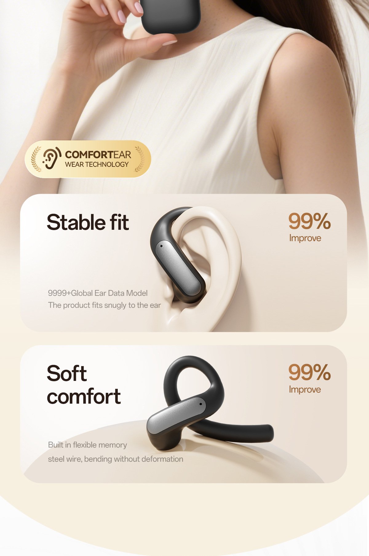 m140 bluetooth earphones ows open ear hanging low latency wireless non in ear bluetooth earphones