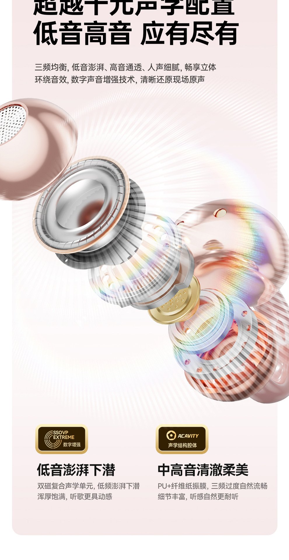 m106 new ows heart shaped clip ear headphones with lanyard — wireless, ultra long battery life, bone conduction bluetooth earphones