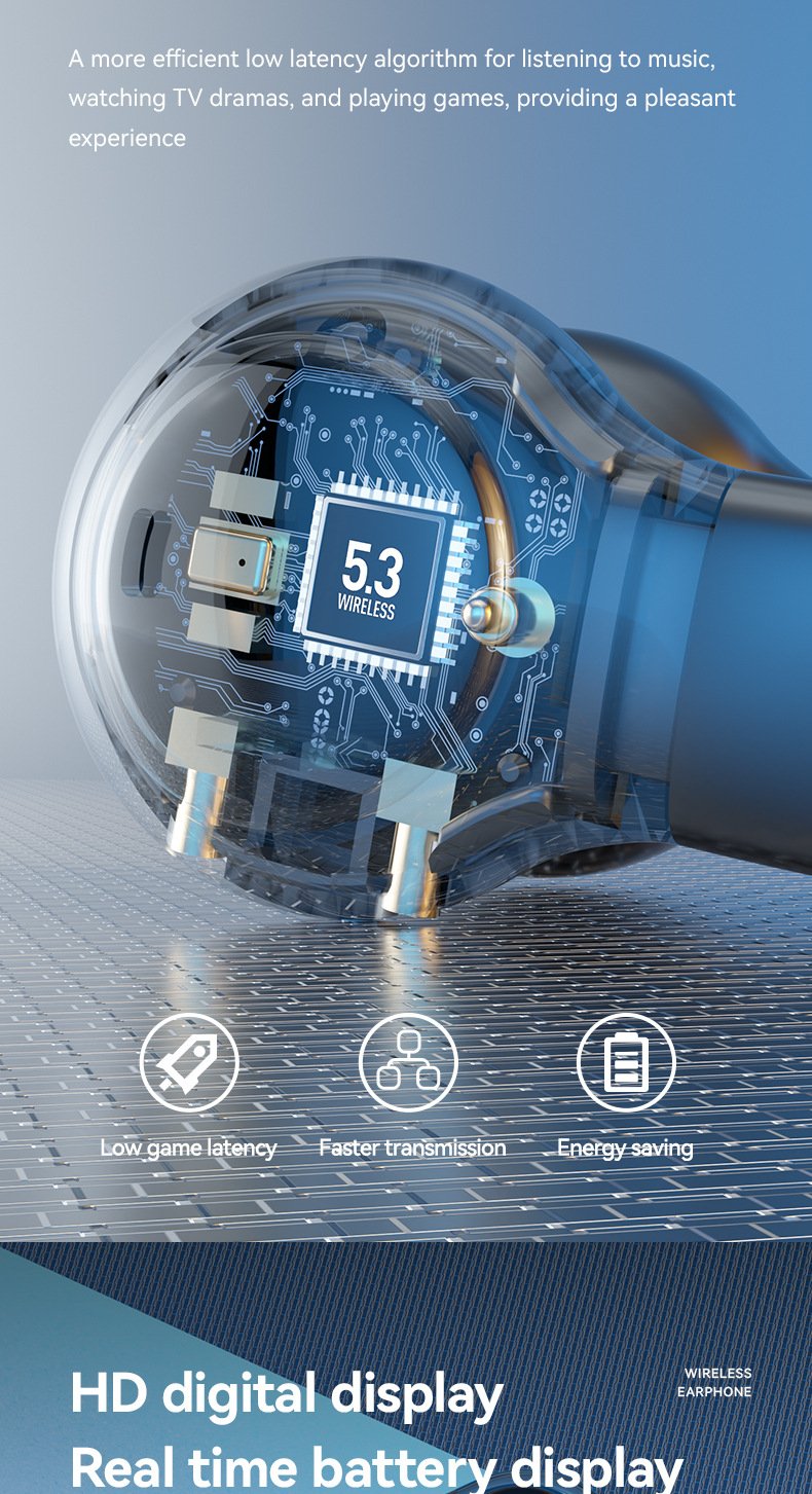 m47 ear clip type bone conduction bluetooth earphones non in ear sports digital display long range earphones