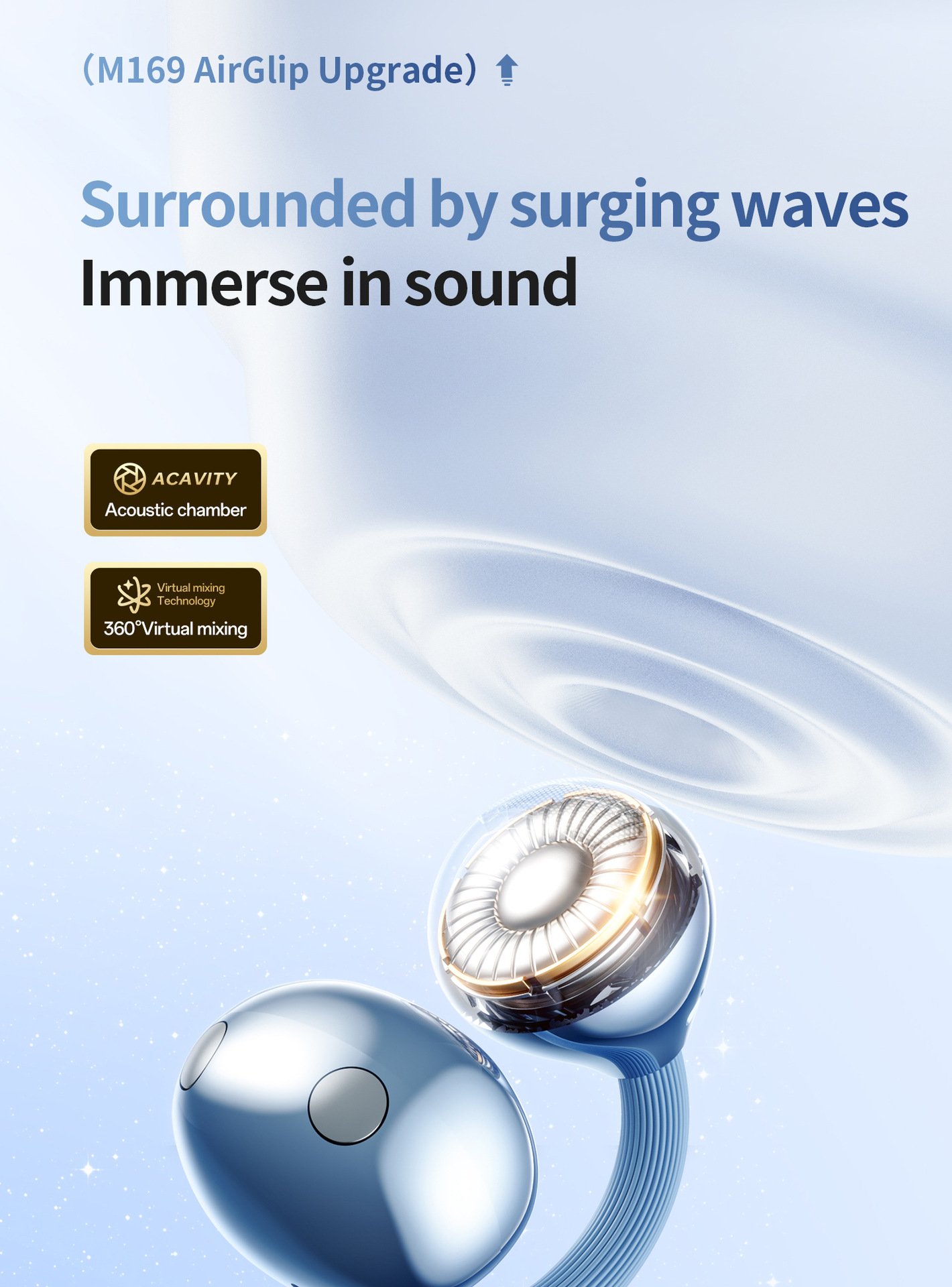 c bridge comfortable and stable bluetooth earphone clip on wireless earphone does not enter the ear and does not cause pain when worn for a long time