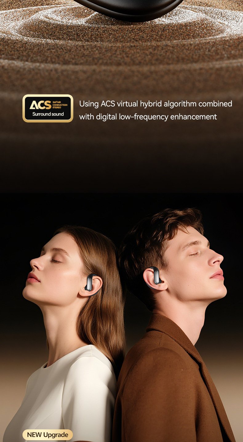 m129 ear hook bluetooth headphones, open back, wireless, long battery life, digital display