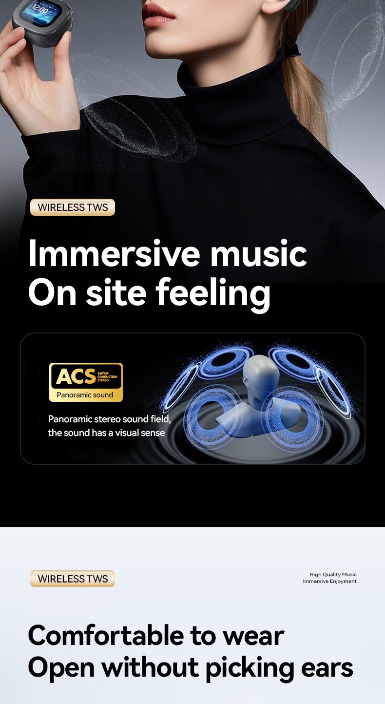 ai translation bluetooth headphones — wireless, ultra long battery life, touchscreen, open ear design