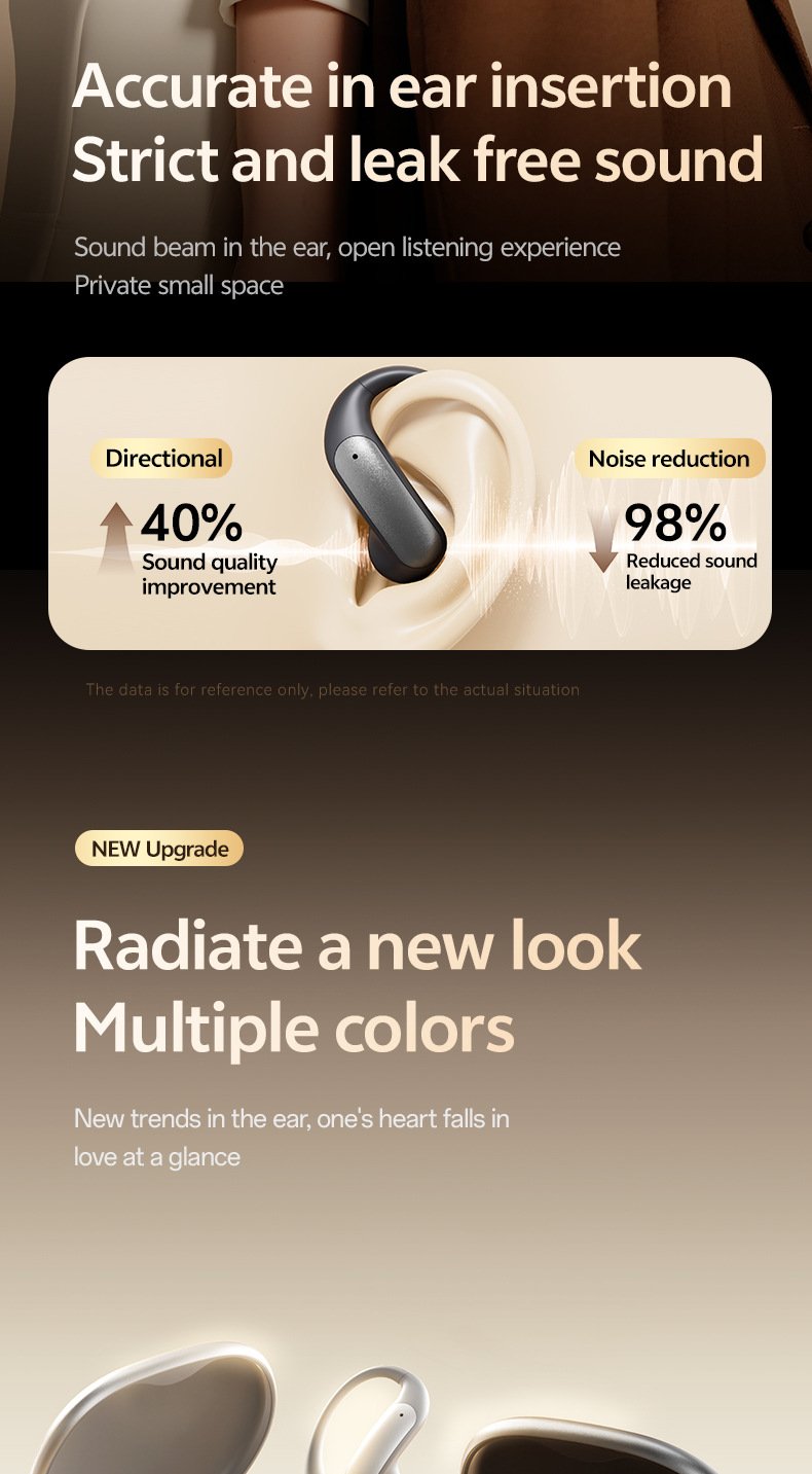 m129 ear hook bluetooth headphones, open back, wireless, long battery life, digital display