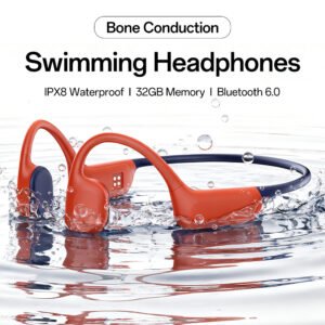 x5 bone conduction bluetooth headphones for swimming & running — professional ipx8 waterproof, 32gb storage, sports noise cancellation
