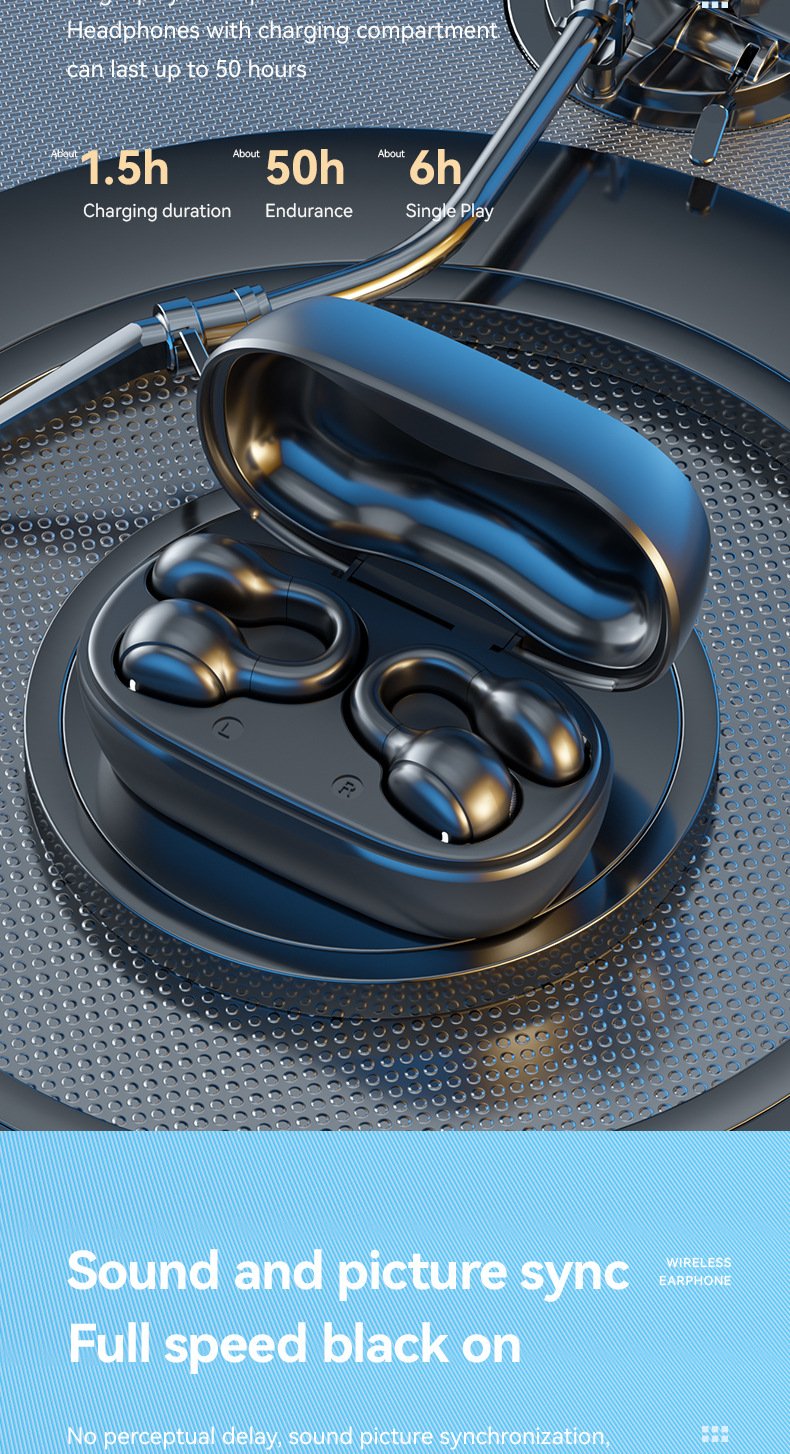 m47 ear clip type bone conduction bluetooth earphones non in ear sports digital display long range earphones