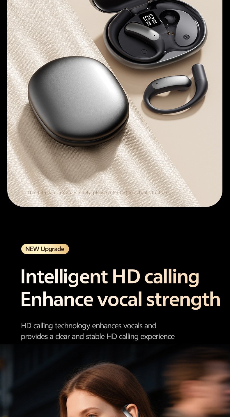 m129 ear hook bluetooth headphones, open back, wireless, long battery life, digital display