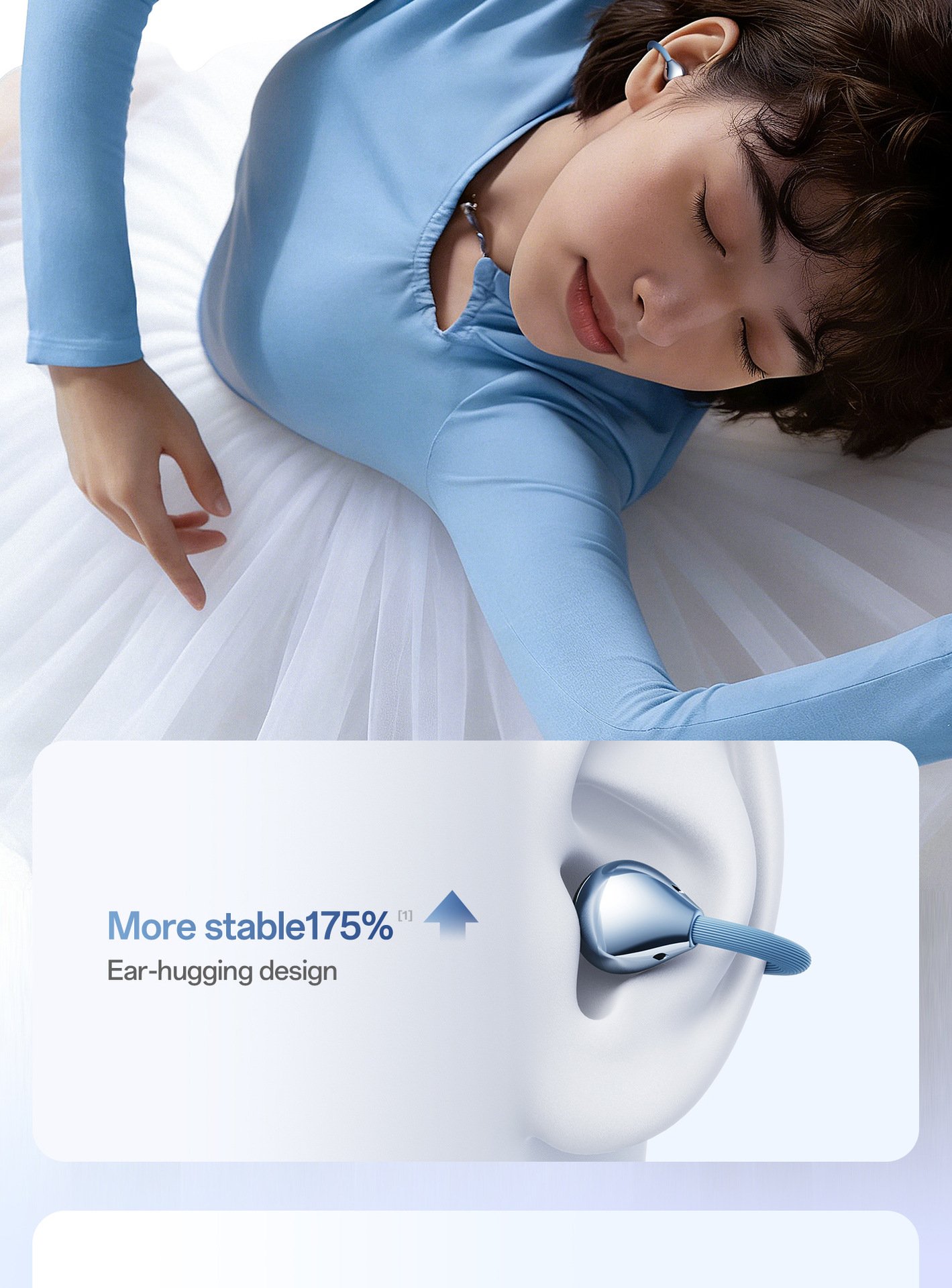 c bridge comfortable and stable bluetooth earphone clip on wireless earphone does not enter the ear and does not cause pain when worn for a long time