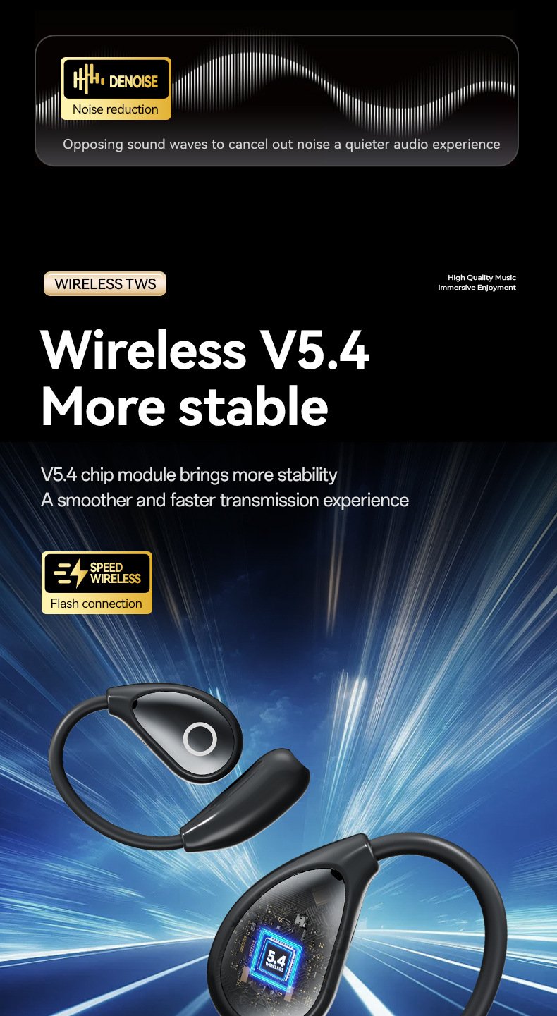 ai translation bluetooth headphones — wireless, ultra long battery life, touchscreen, open ear design