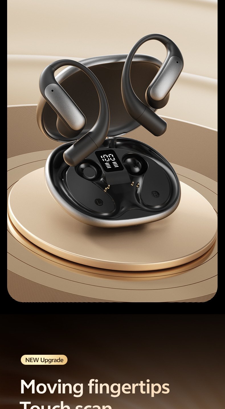 m129 ear hook bluetooth headphones, open back, wireless, long battery life, digital display