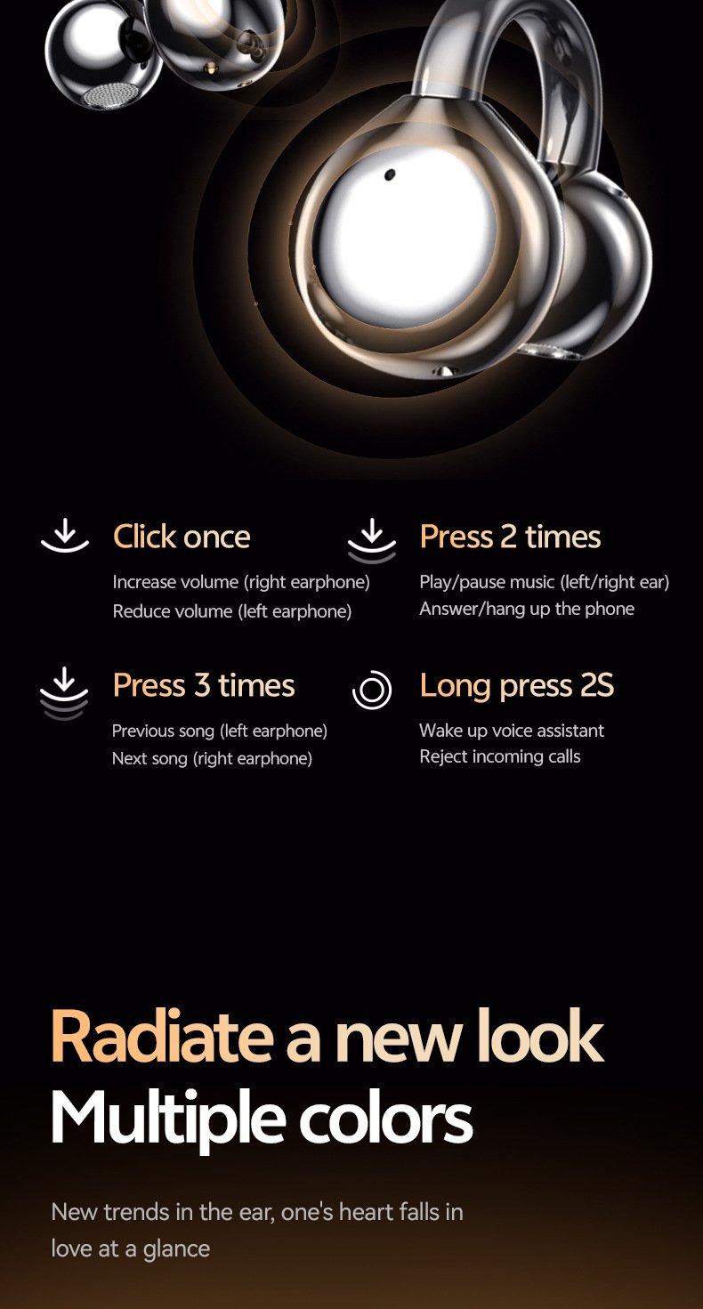 m110 ear clip bluetooth headset: smart multi language ai translation wireless bluetooth headset