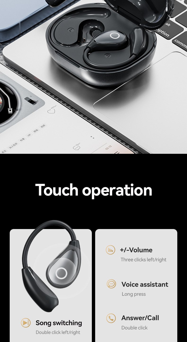 ai translation bluetooth headphones — wireless, ultra long battery life, touchscreen, open ear design