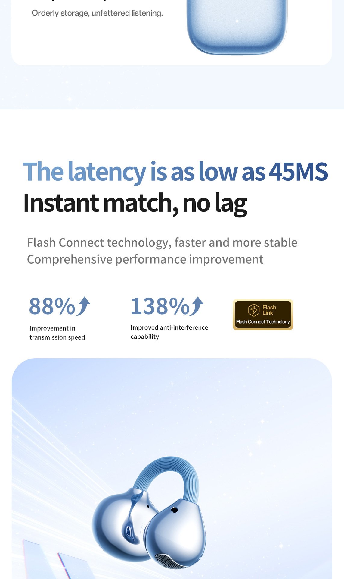 c bridge comfortable and stable bluetooth earphone clip on wireless earphone does not enter the ear and does not cause pain when worn for a long time