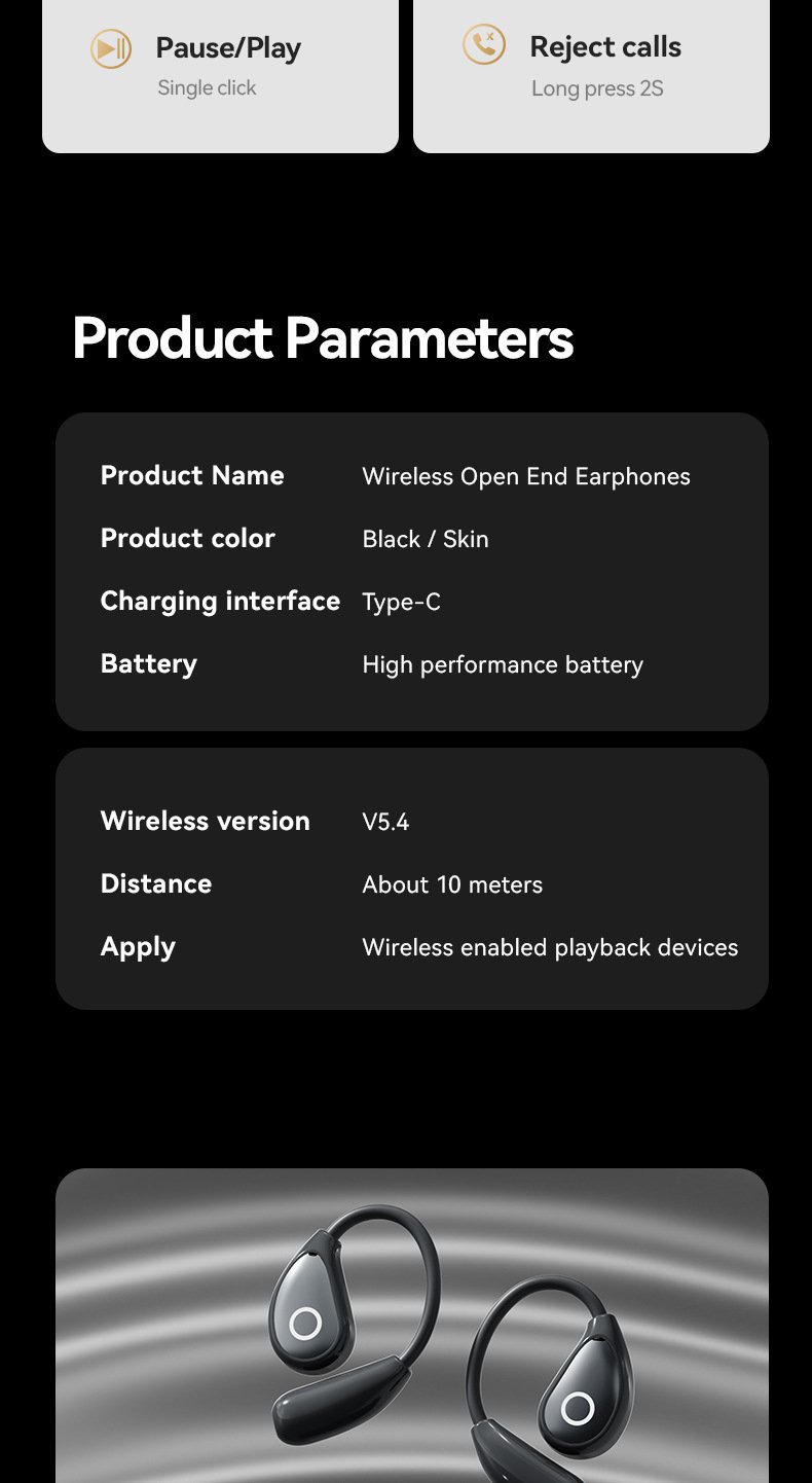 ai translation bluetooth headphones — wireless, ultra long battery life, touchscreen, open ear design