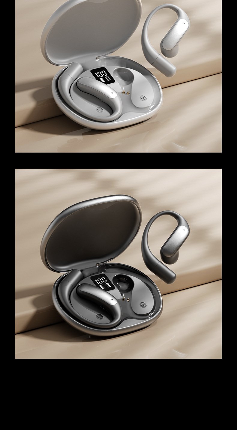 m129 ear hook bluetooth headphones, open back, wireless, long battery life, digital display