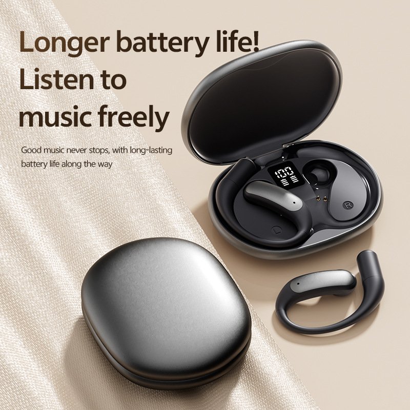 m129 ear hook bluetooth headphones, open back, wireless, long battery life, digital display