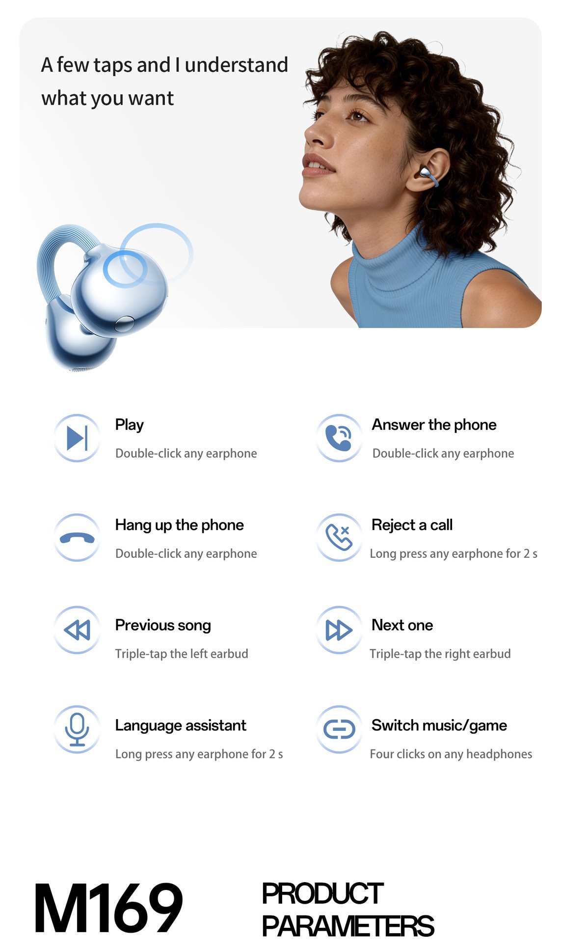 c bridge comfortable and stable bluetooth earphone clip on wireless earphone does not enter the ear and does not cause pain when worn for a long time