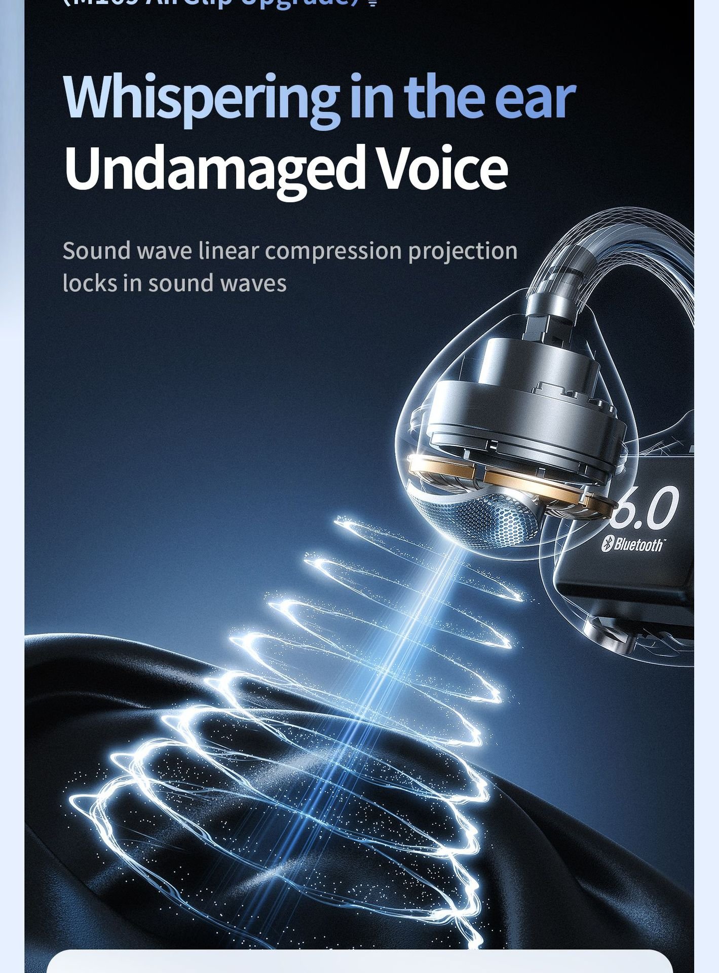 c bridge comfortable and stable bluetooth earphone clip on wireless earphone does not enter the ear and does not cause pain when worn for a long time