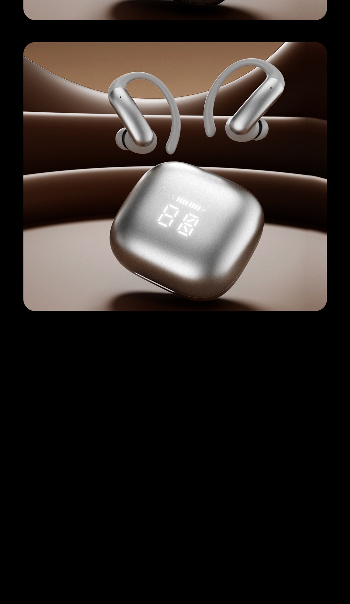 m145 ear hook bluetooth headphones — digital display, ows open ear design (insertable), ultra long battery life