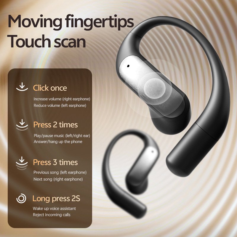 m129 ear hook bluetooth headphones, open back, wireless, long battery life, digital display
