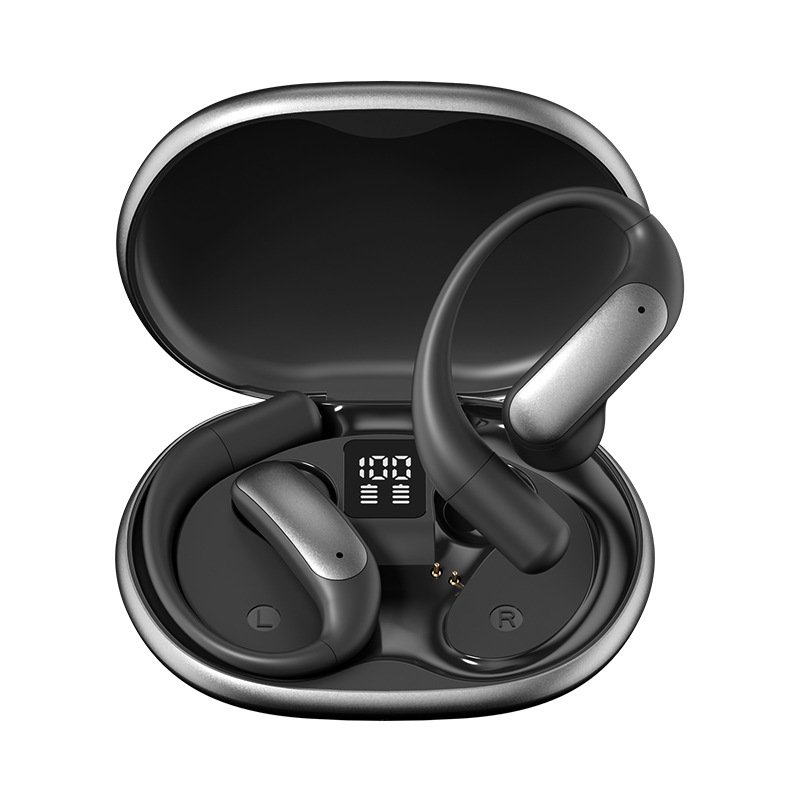 m129 ear hook bluetooth headphones, open back, wireless, long battery life, digital display