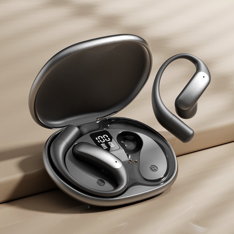 m129 ear hook bluetooth headphones, open back, wireless, long battery life, digital display