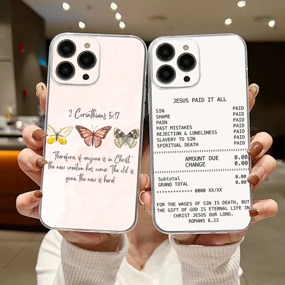 Christian Religious Faith Jesus Phone Case For iPhone 17 16 15 14 13 12 11 Pro Max Mini 7 8 Plus 17E Shockproof Soft Cover Funda