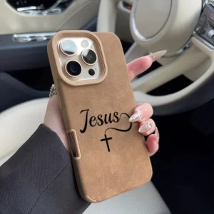 The Cross Of Jesus Luxury Matte Faux Leather Phone Case For iPhone 17 16 15 14 13 12 11 Por Plus Max 17 Air Soft Cover